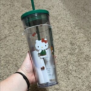 Starbucks Green Hello Kitty Tumbler with Straw